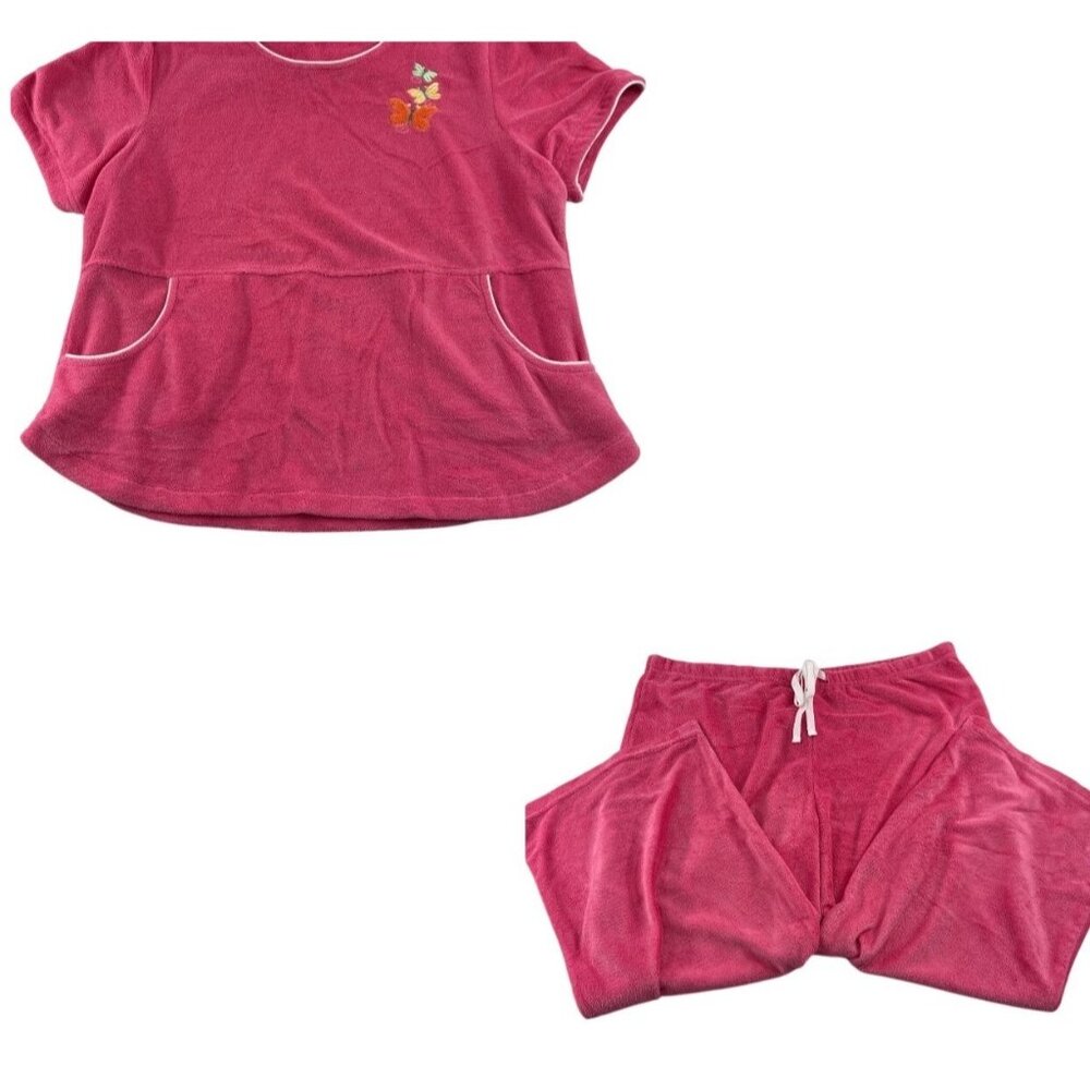 Jasmine Rose Intimates Women's size Large 2 pc set Pink Terry Cloth‎ NWT